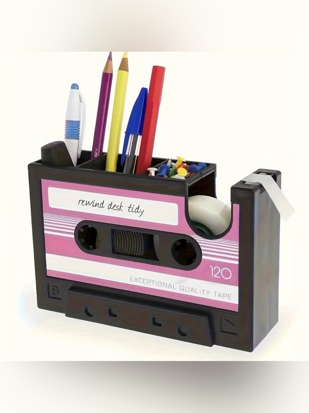 Target Pink and Black Cassette Tape Pencil Case Desk Organizer